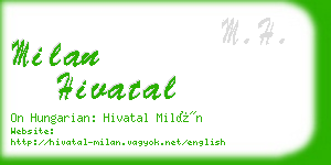 milan hivatal business card